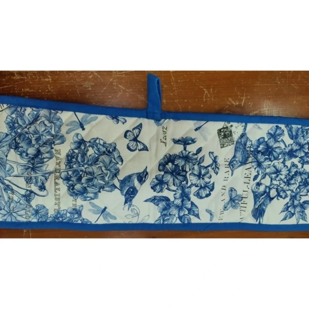 Michel Design Works Double Oven‎ Glove Mitts Blue Bird Flower Postal Euc